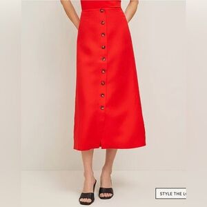 NWT Ann Taylor Linen Blend Button Midi Skirt, 4